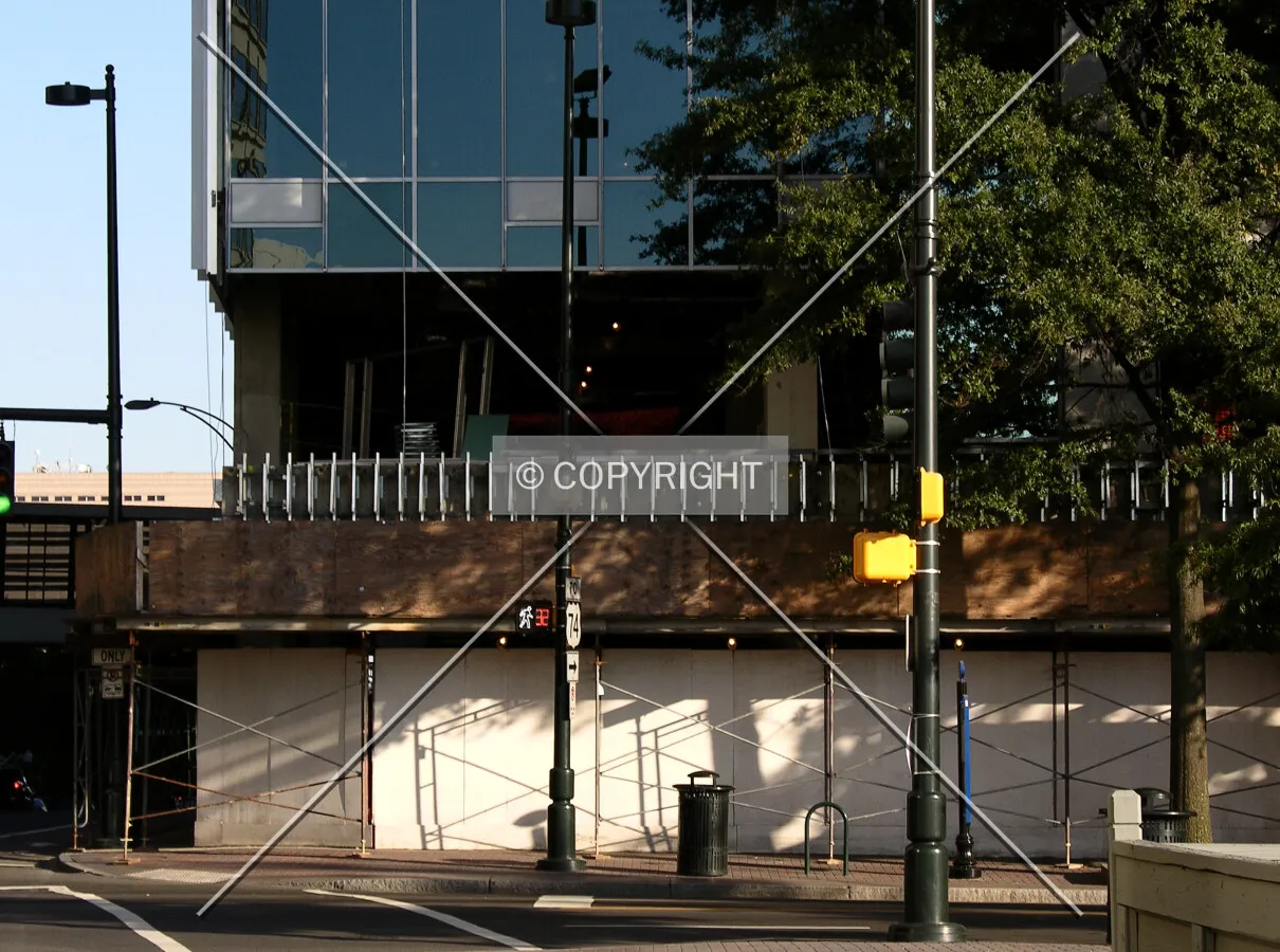 Detail of the northwest corner at East 3rd and South Tryon Streets