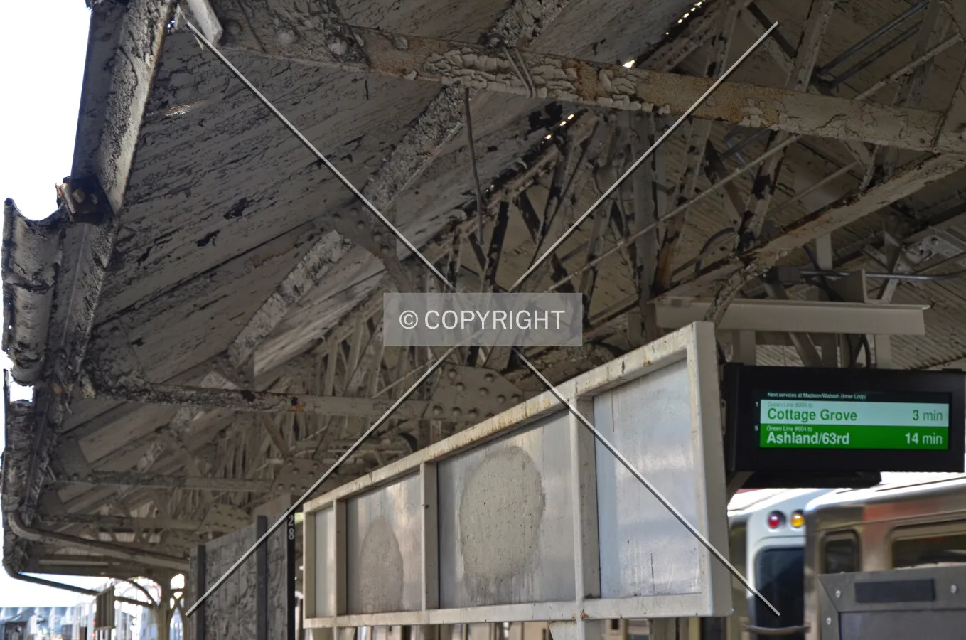 Detail of riveted steel connections for western platform canopy; March 7, 2015.