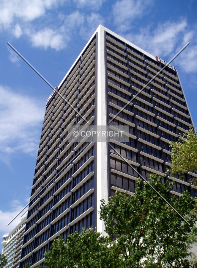 Looking up the southwest corner