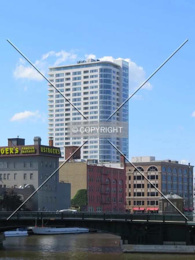 View to the northwest from the Kilbourn Avenue bridge over the Milwaukee River