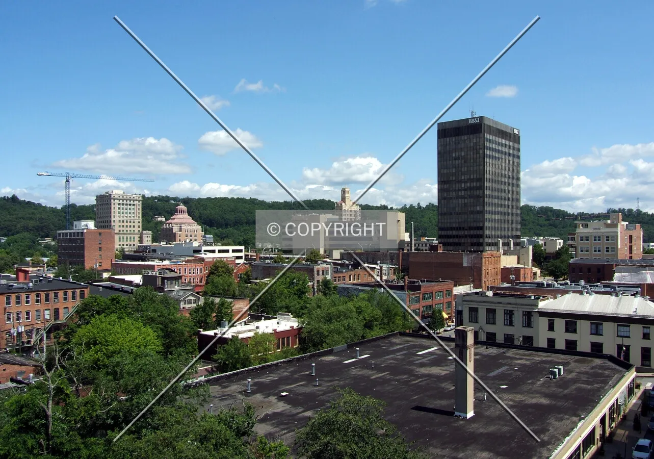 Downtown from the northwest toward Pack Square