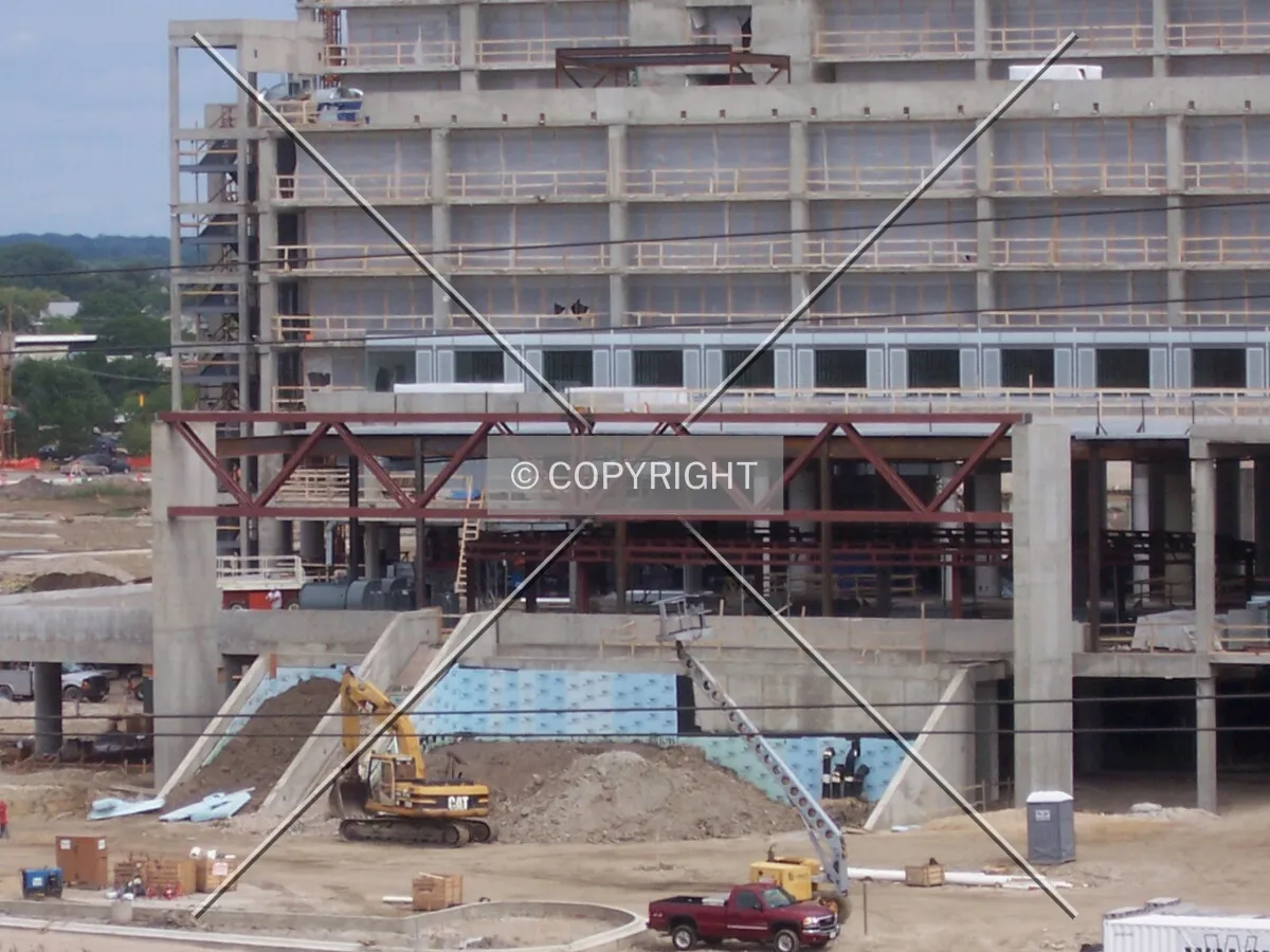 Southwest corner of the hotel tower base