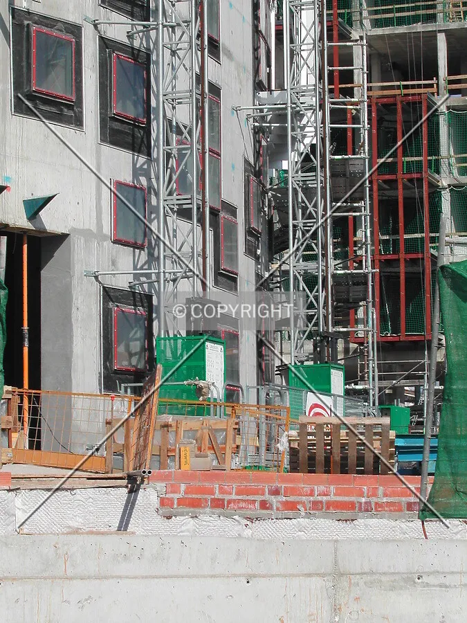 Basement of the south elevator to rase materials for the facade construction