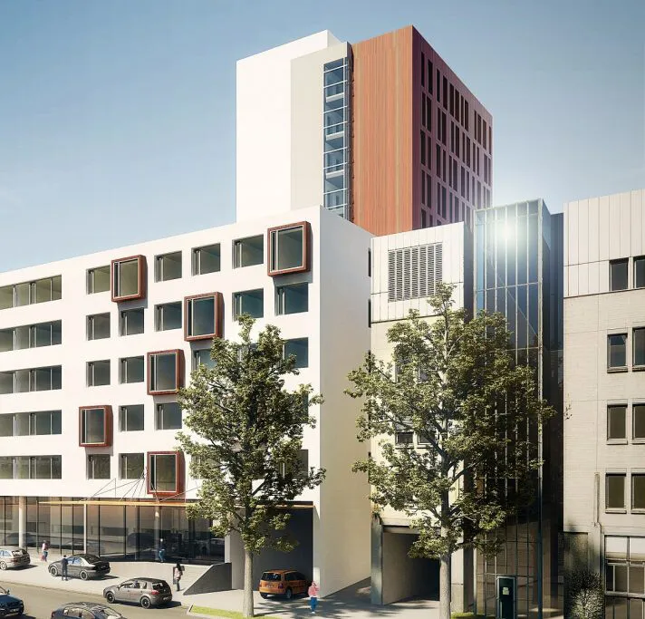 An old rendering of the proposed building, when it used to have 12 planned floors (the actual approved version features 10 floors)