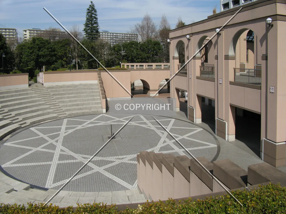 The west-side plaza viewed from the south