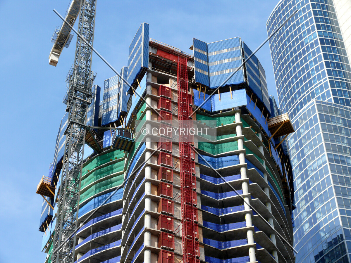 View from Indiana Avenue with formwork, the crane and skip visible