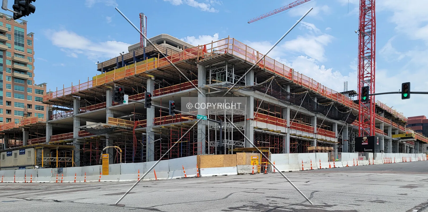 From the southwest during construction; June 19, 2021