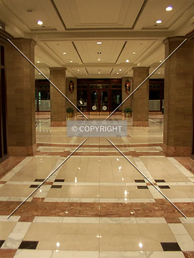 View from the south entrance into the lobby