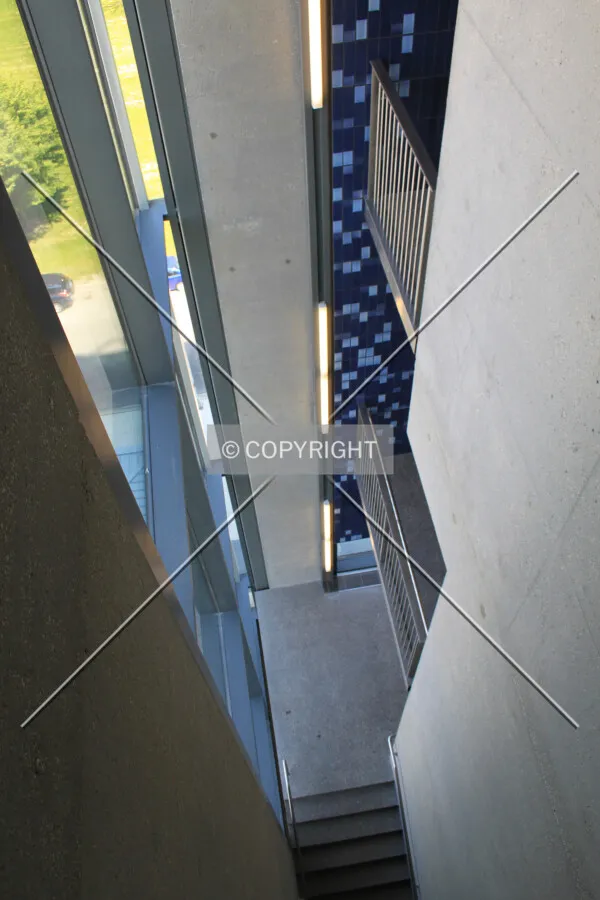 Looking down the north stairway