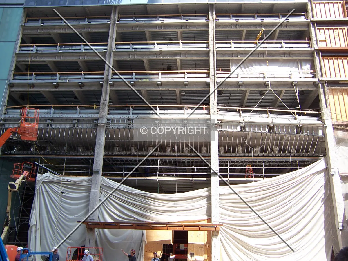 Lobby and parking levels on the west side of the base
