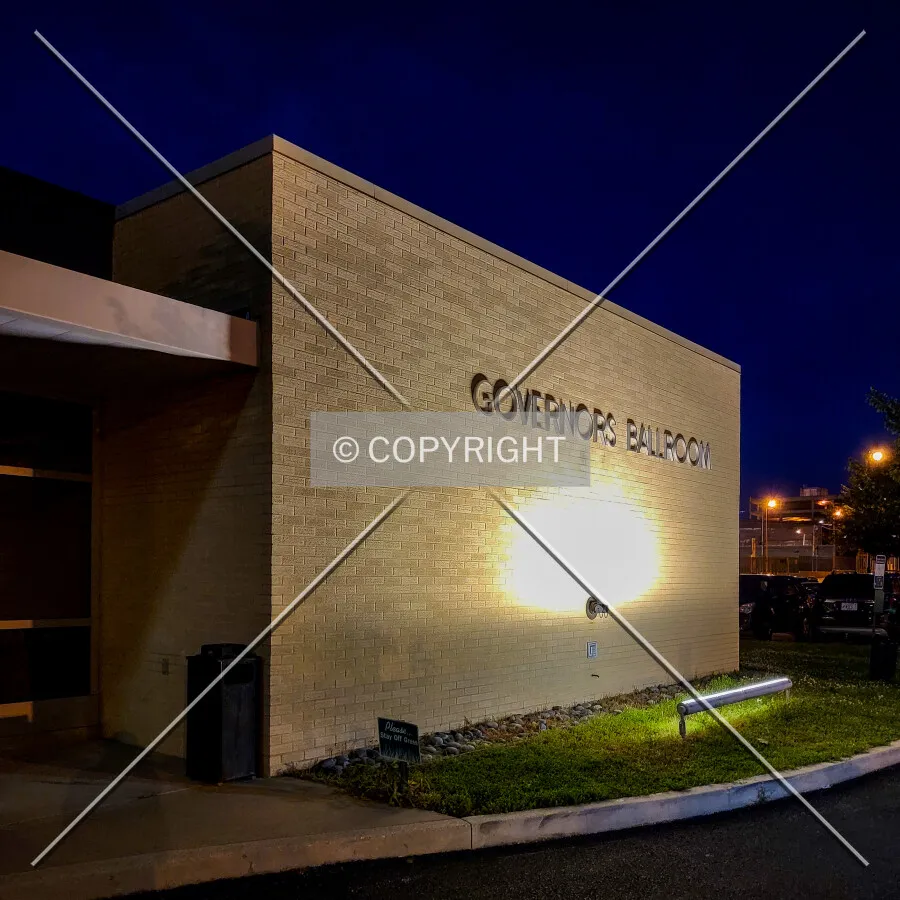 Southeast corner at night; June 11, 2021