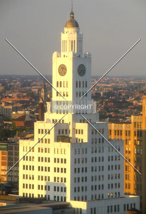 From the southwest on the 25th floor of the Wyndham Hotel at sunset