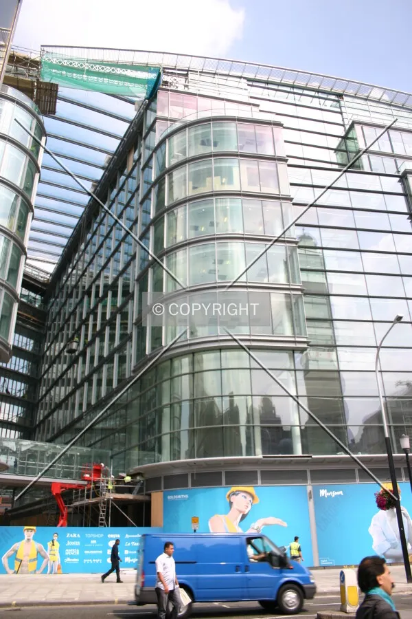 Looking up at the south façade from Victoria Street