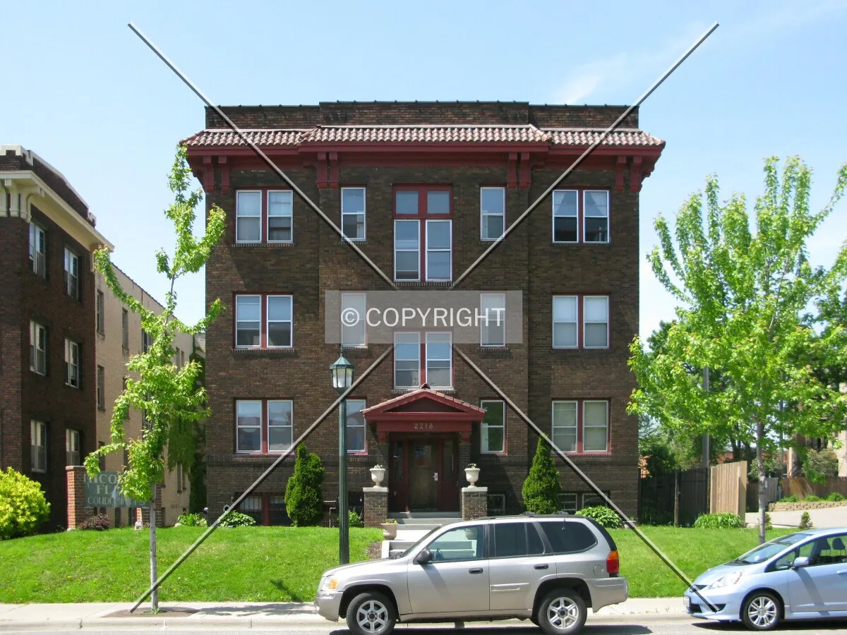 Full front elevation from across Nicollet Avenue