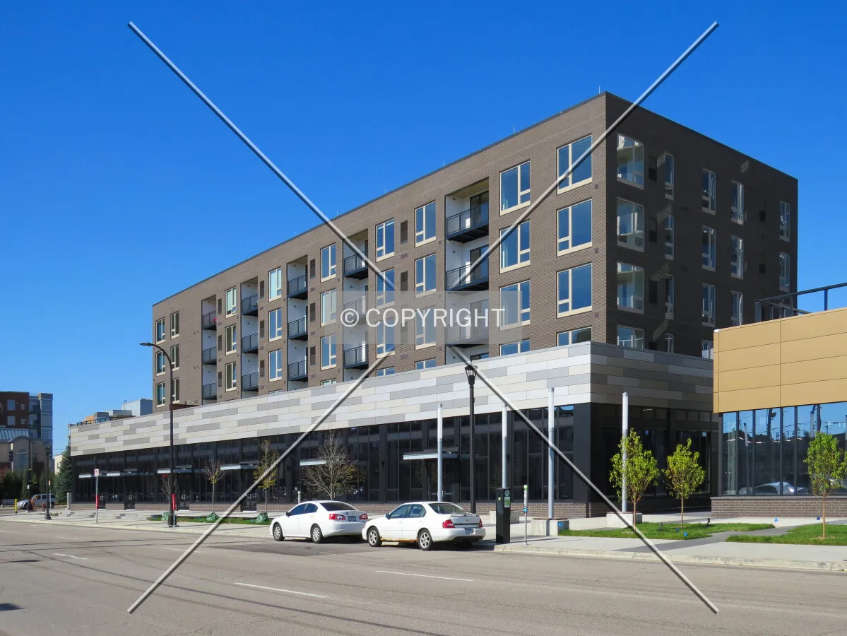 View to the west across 1st Avenue NE