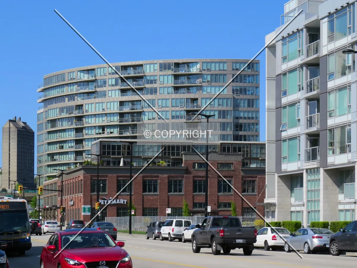 View to the southwest along West 2nd Avenue