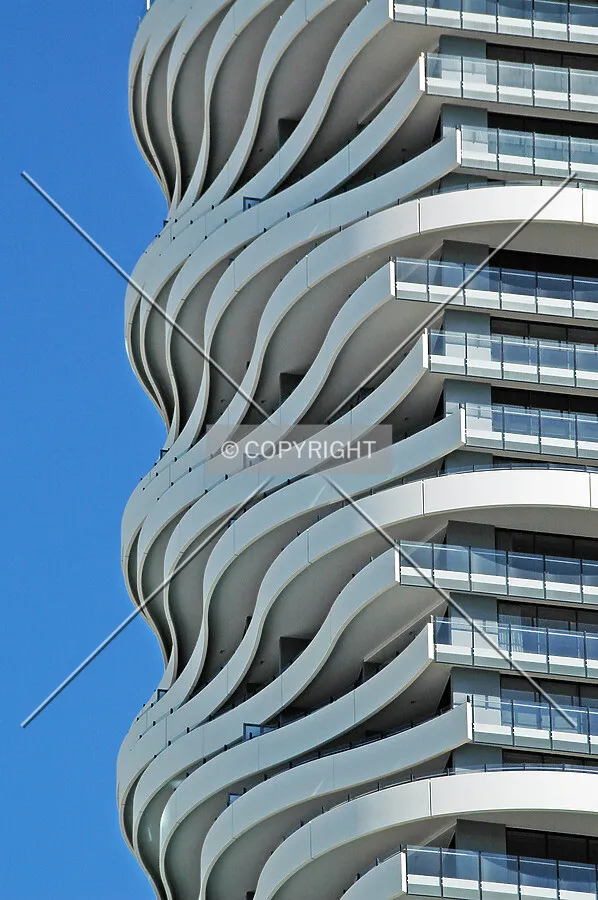 Detail of the sculptural balconies