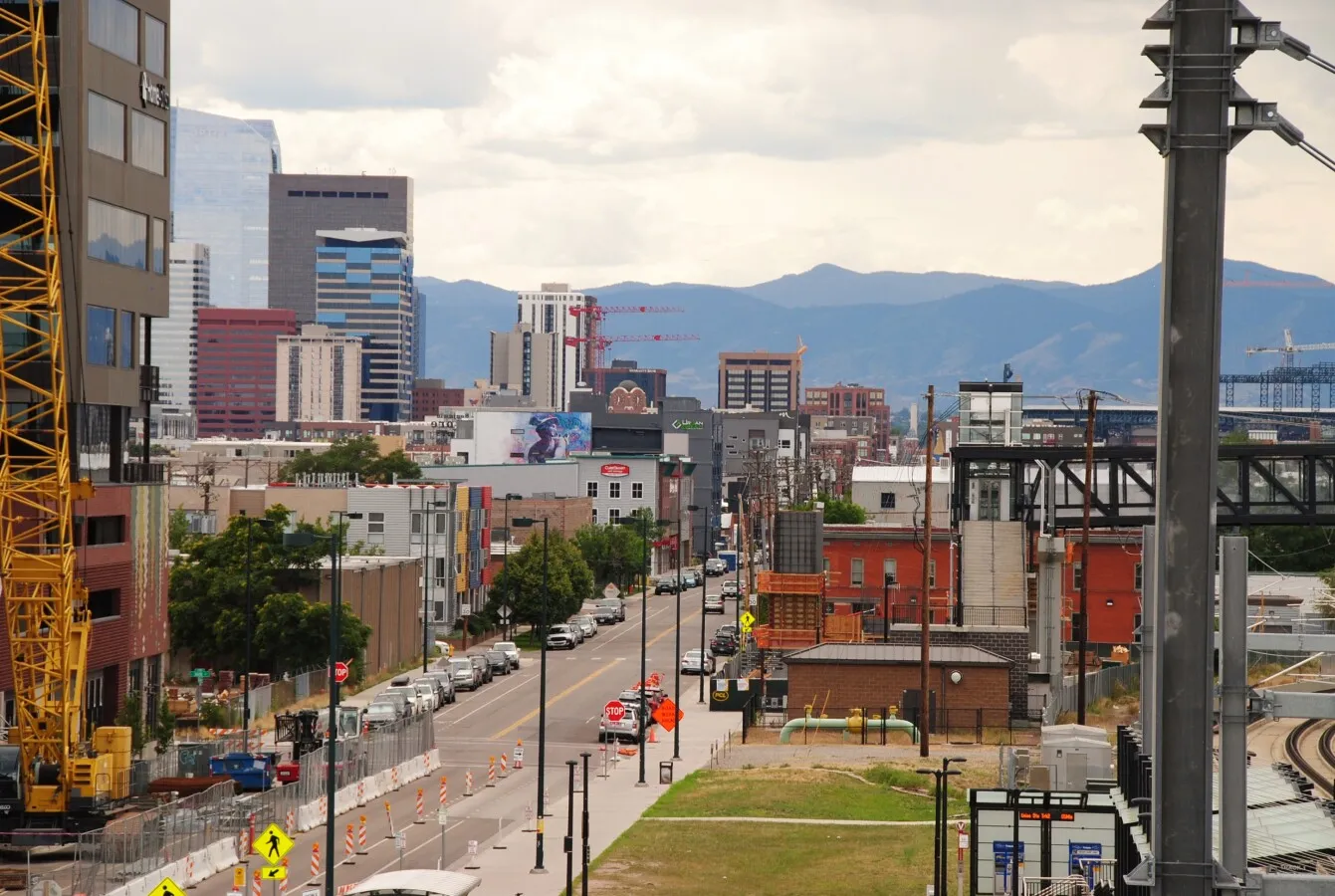 Looking down Blake Street to the southwest