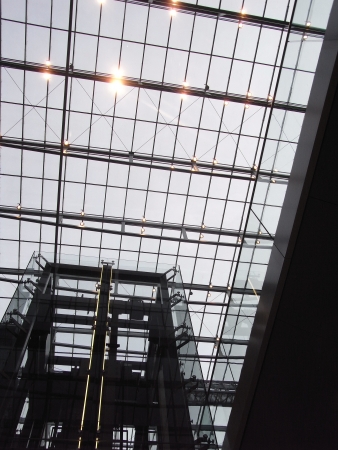 Elevator and glass roof of The Squaire
