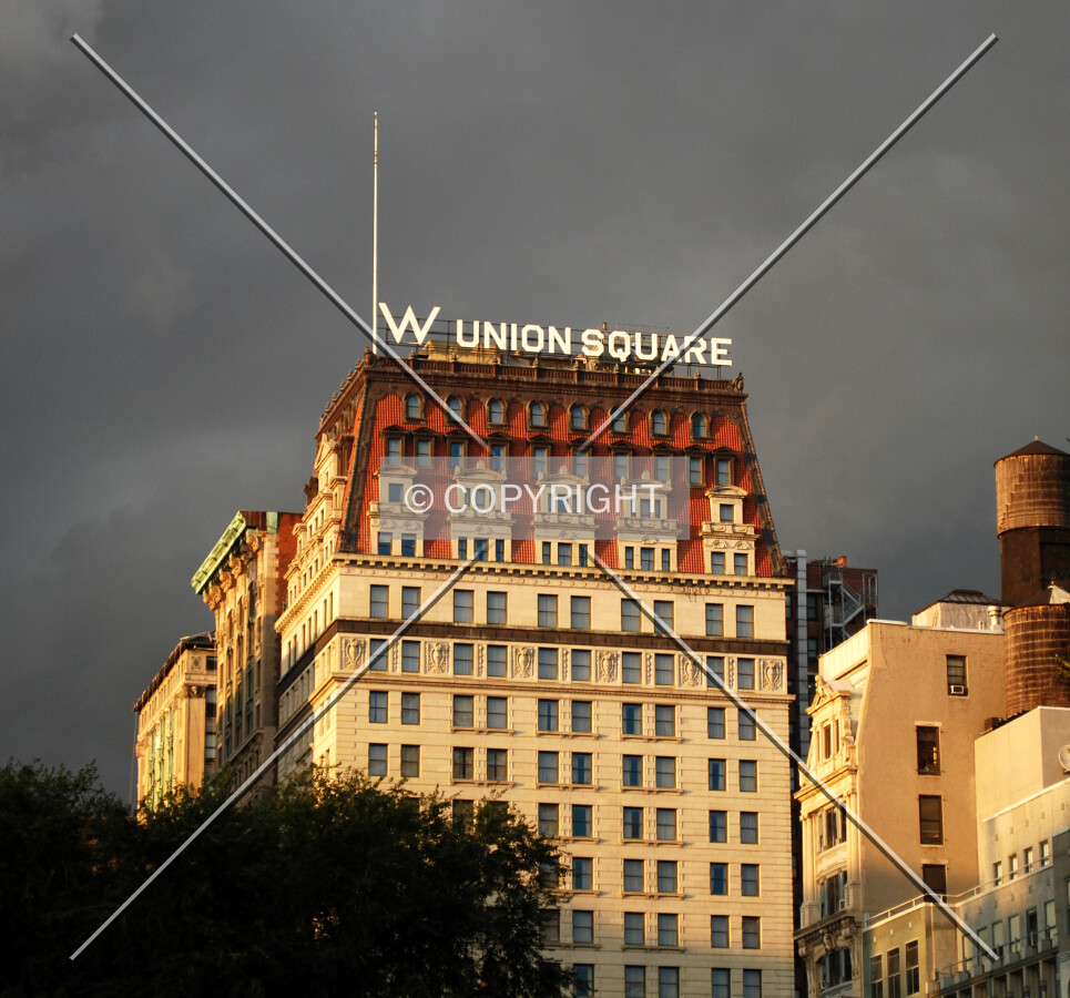 View of the upper floors at sunset