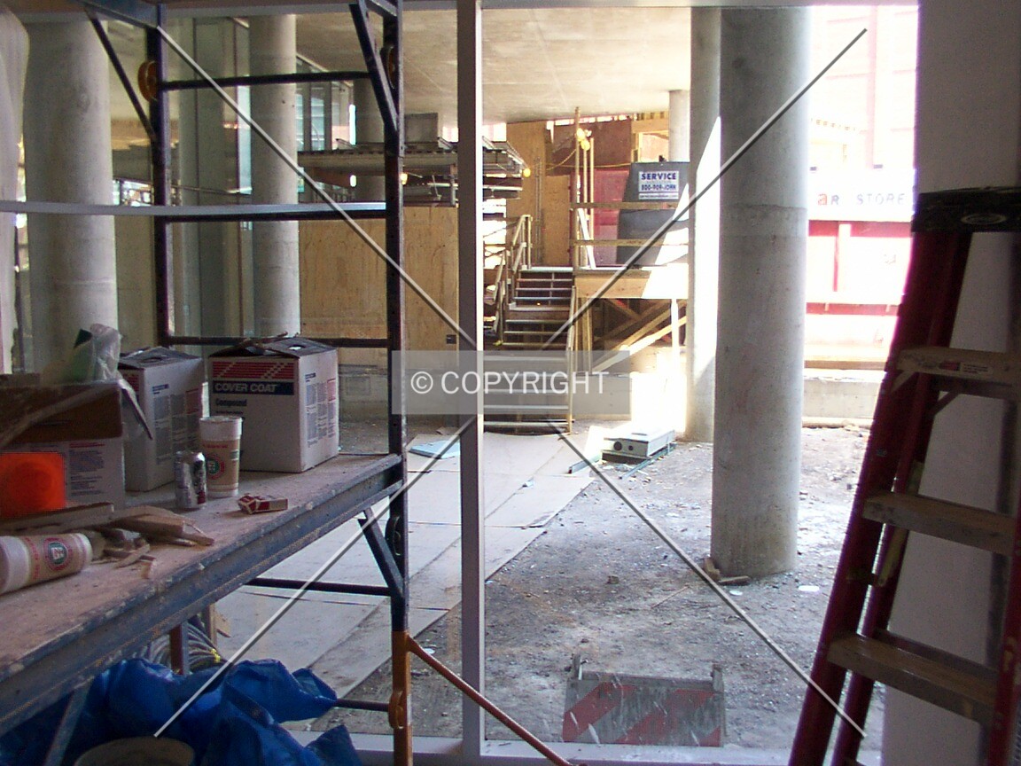 Looking out at the future courtyard