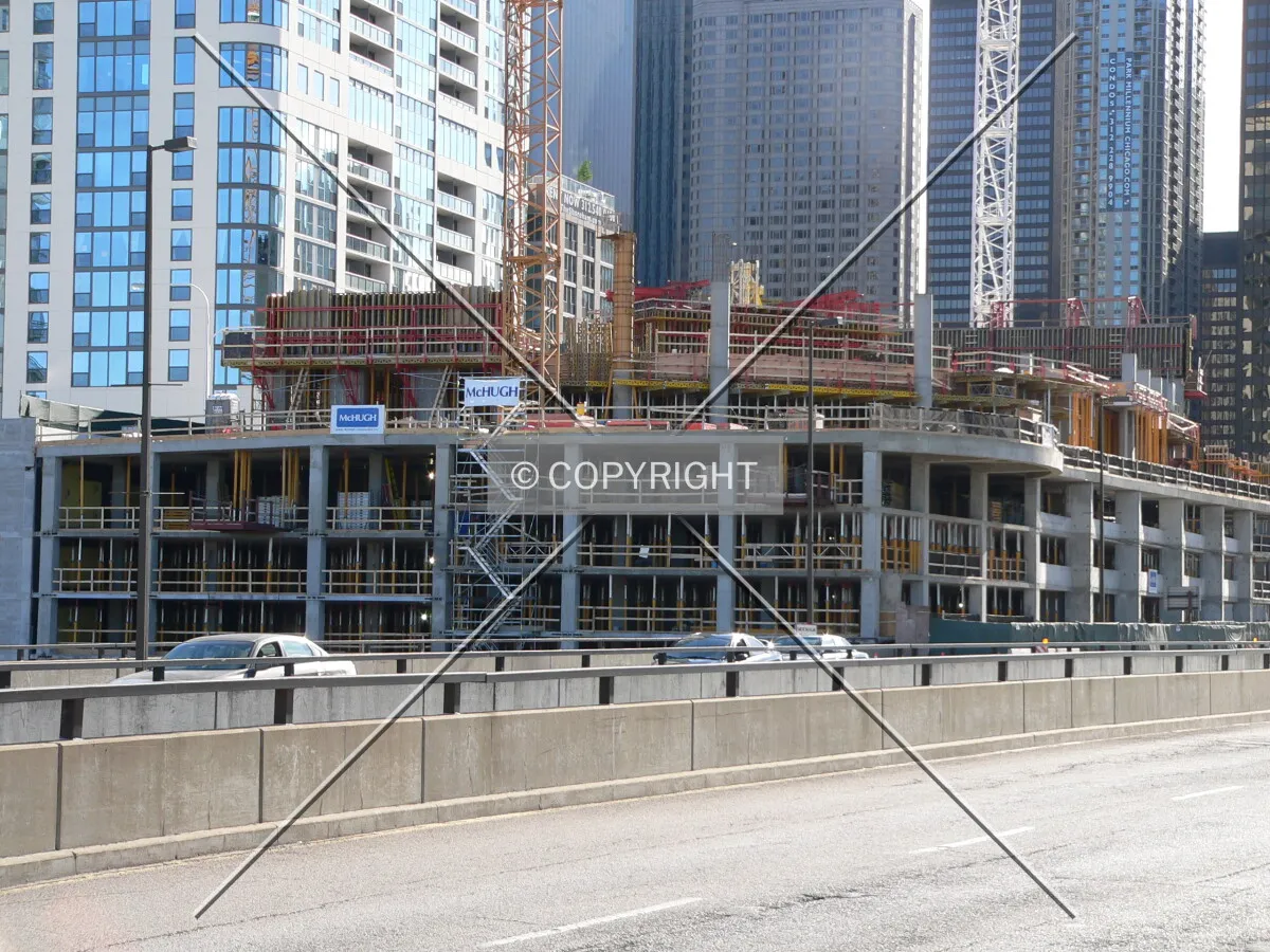 Looking southwest from the intersection of Wacker Drive and Lakeshore Drive