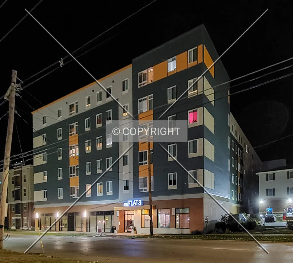 Northeast view at night; November 9, 2019