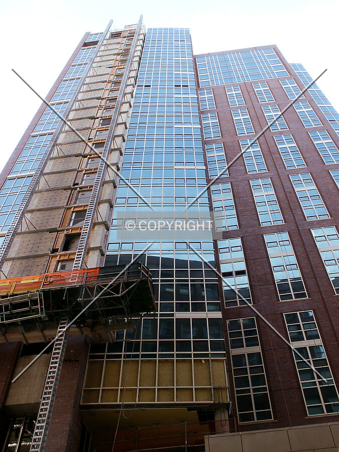 Looking up the east facade