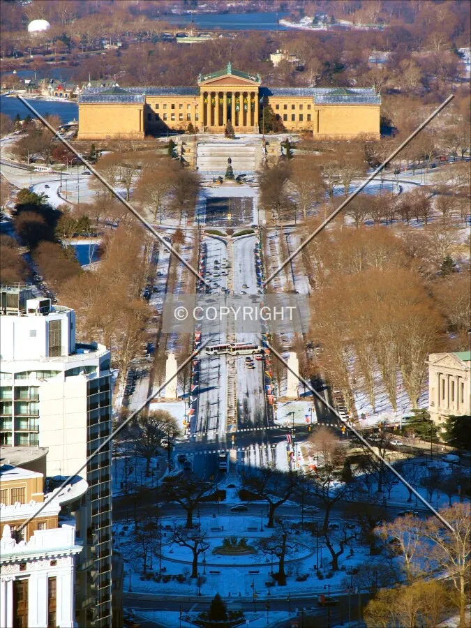 Looking northwest toward Logan Circle and the Philadelphia Museum of Art from the City Hall observation deck