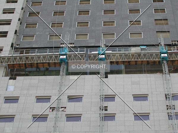 View of an outside elevator to work on the facade