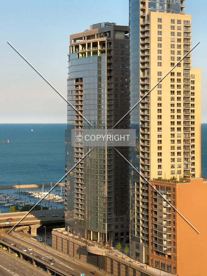 View to the southeast from the 29th floor of the Sheraton Hotel & Towers, with the Regatta