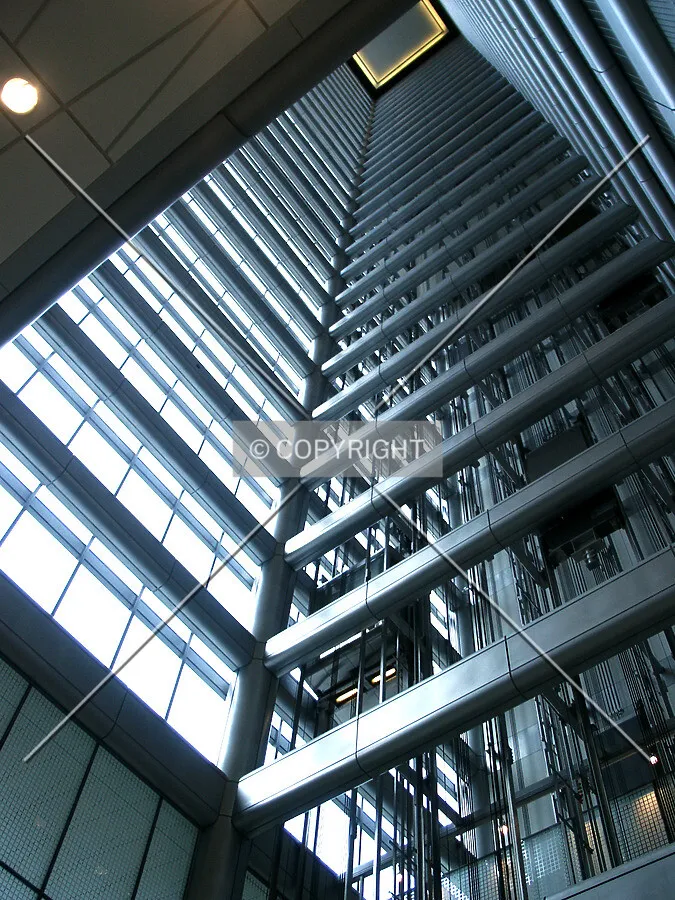 Looking up the east shaft of the atrium