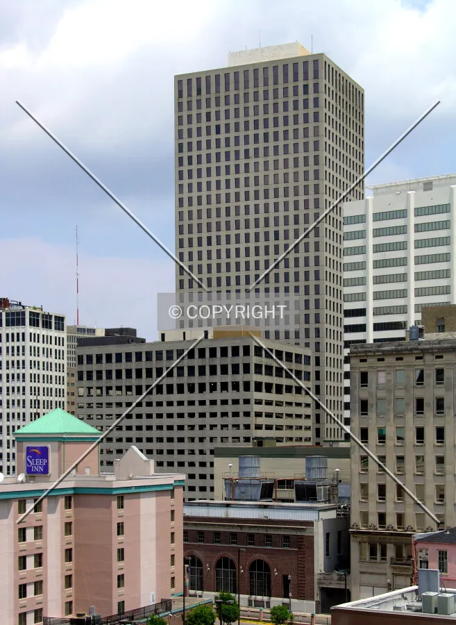 Elevated view from the southeast