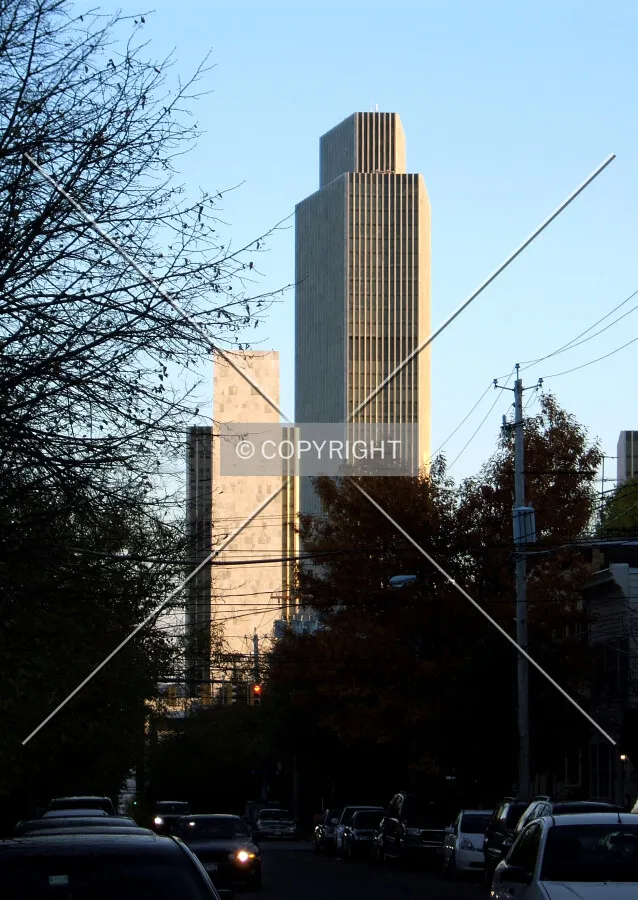 View from the northwest along Hudson Avenue