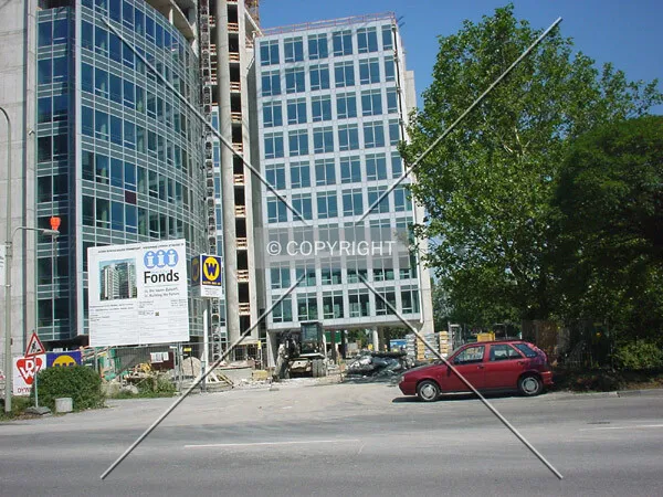 As seen from the street during construction