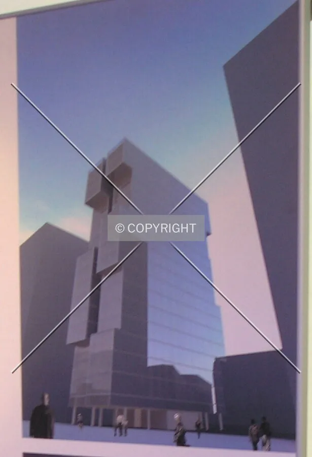 View of a render at a public exhibition