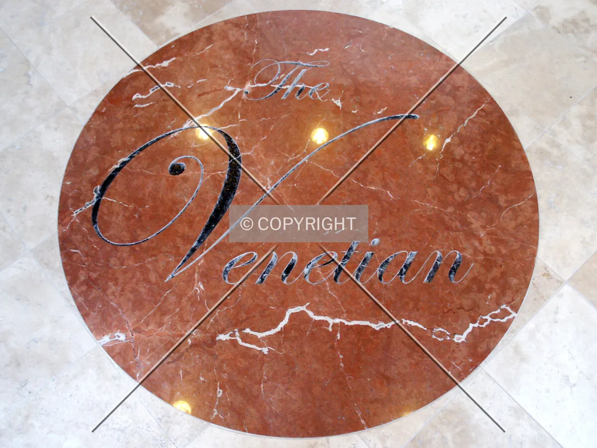 Building name on the lobby floor