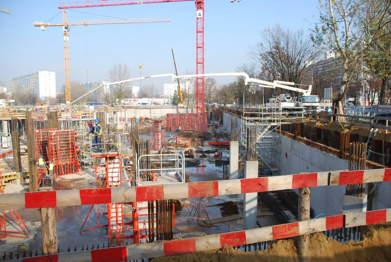 The underground parking place under construction
