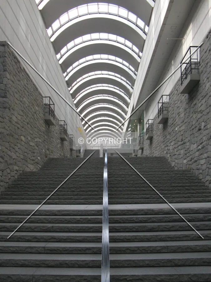 Looking up the covered plaza