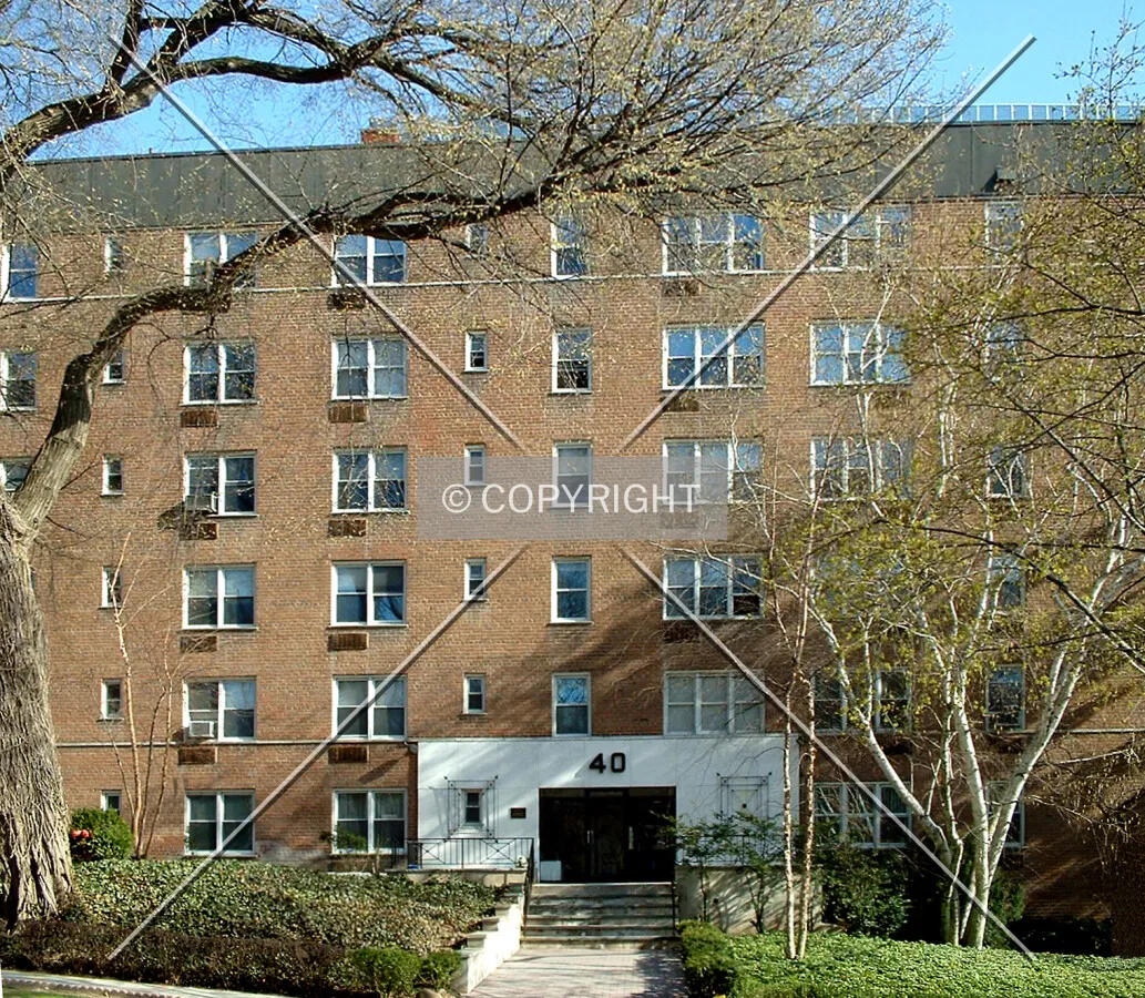 Main entrance area on Barker Avenue from the northwest
