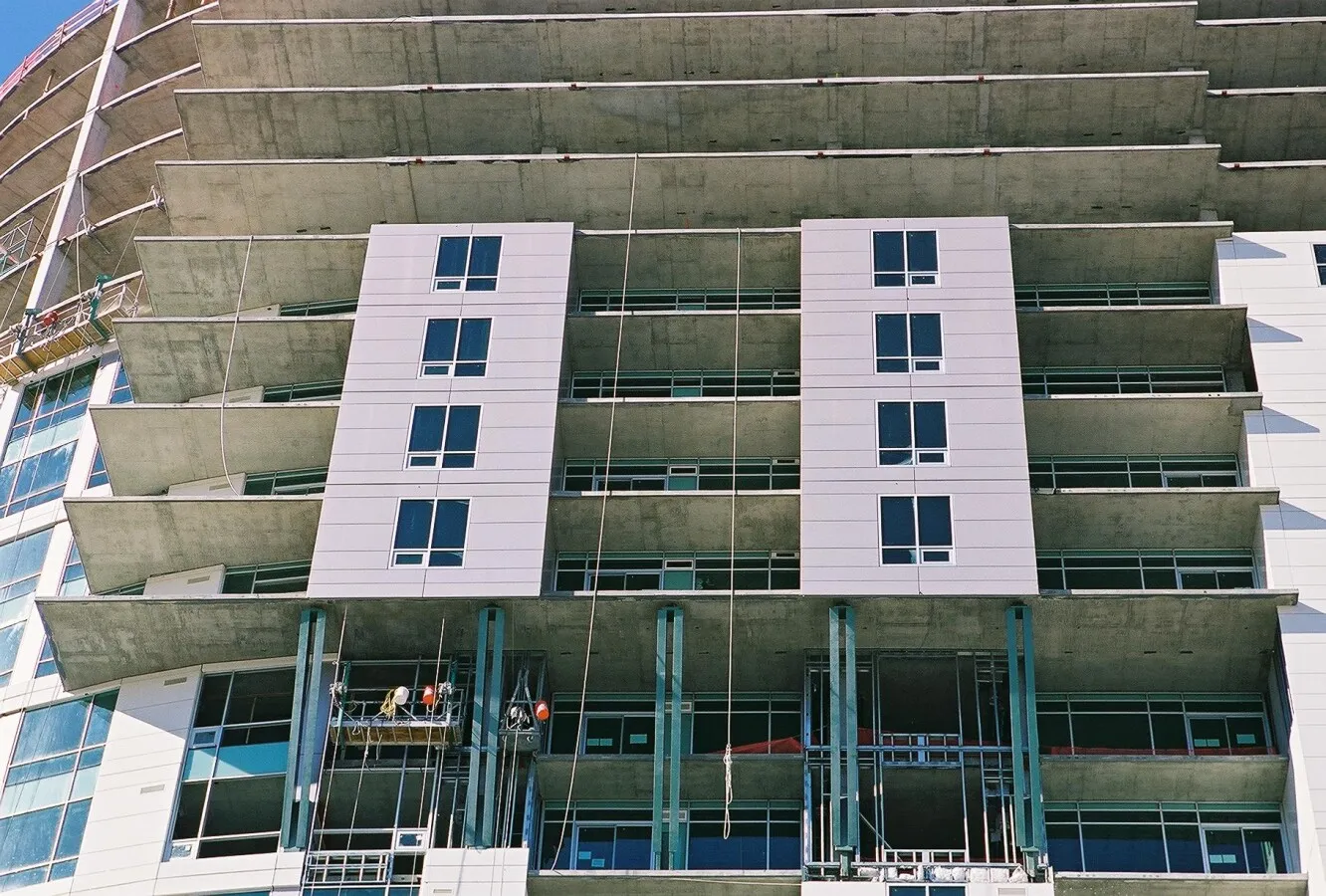 Some of the facade in place