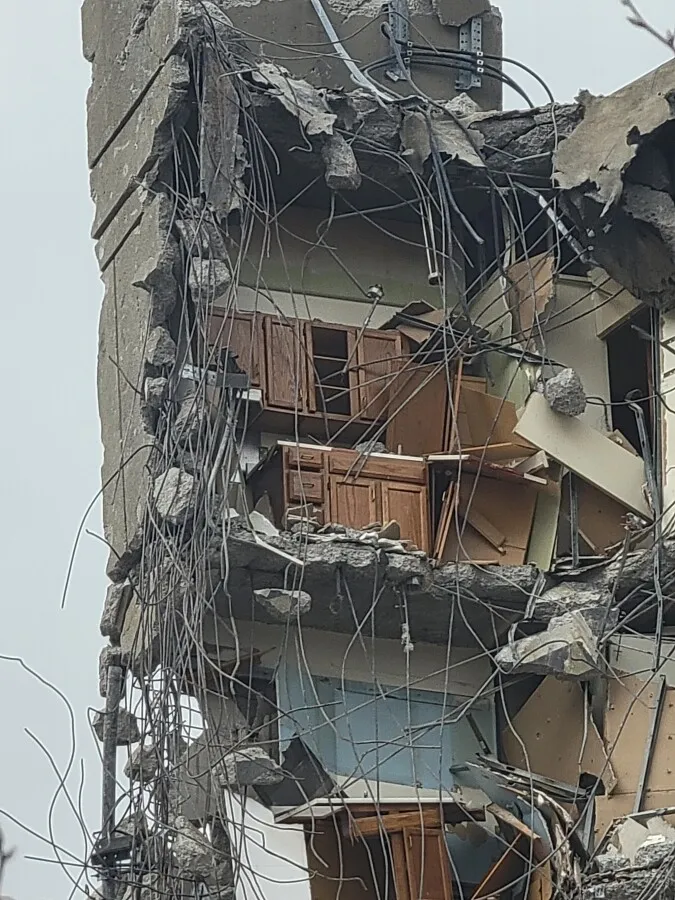 Detail view during demolition;