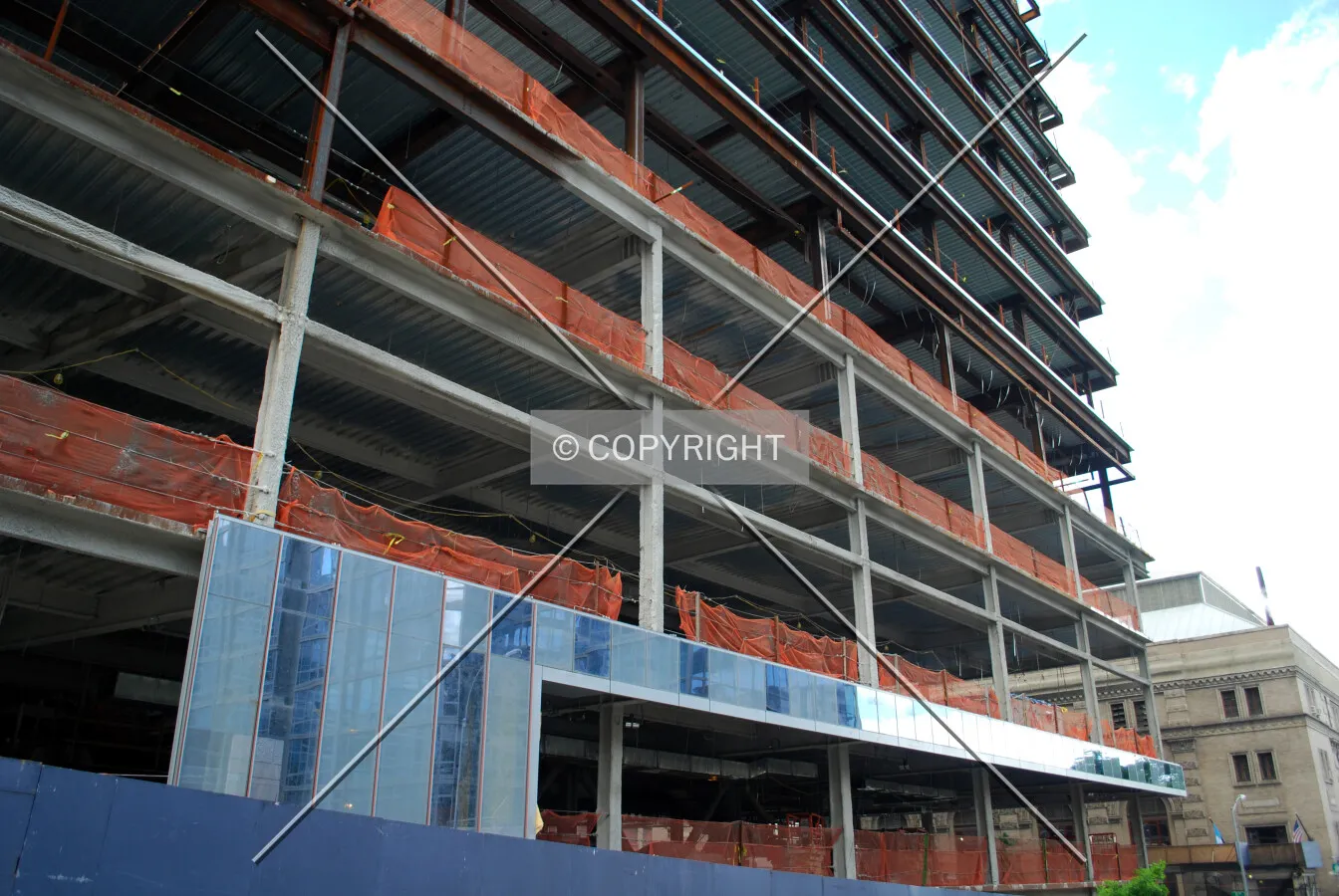 View of the first facade panels