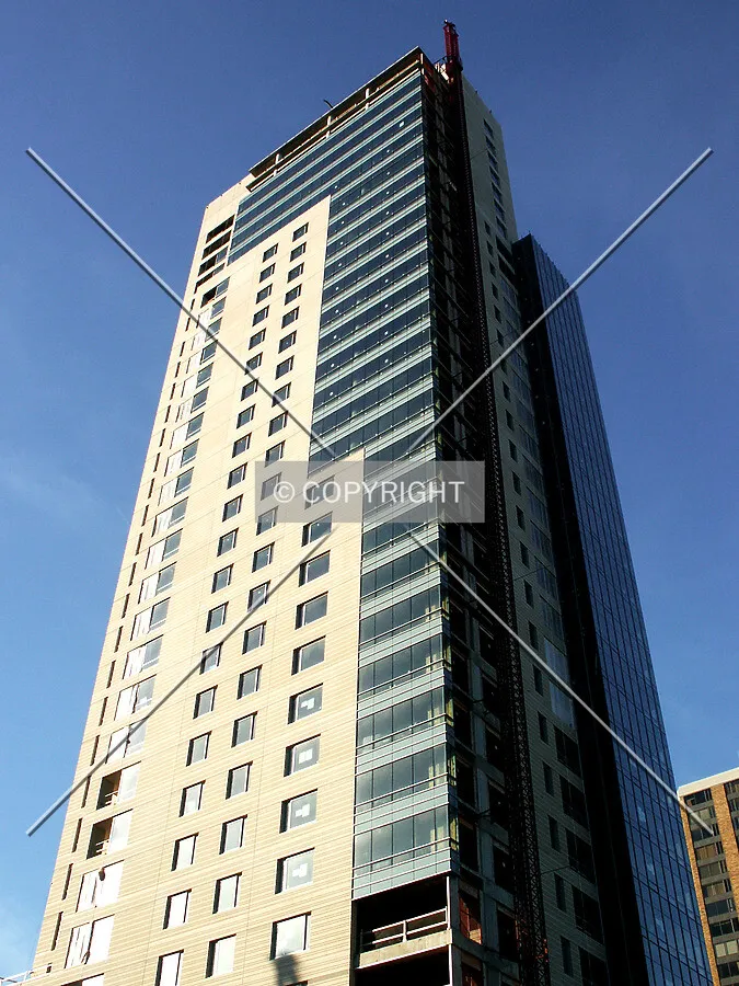 Looking up the southeast corner