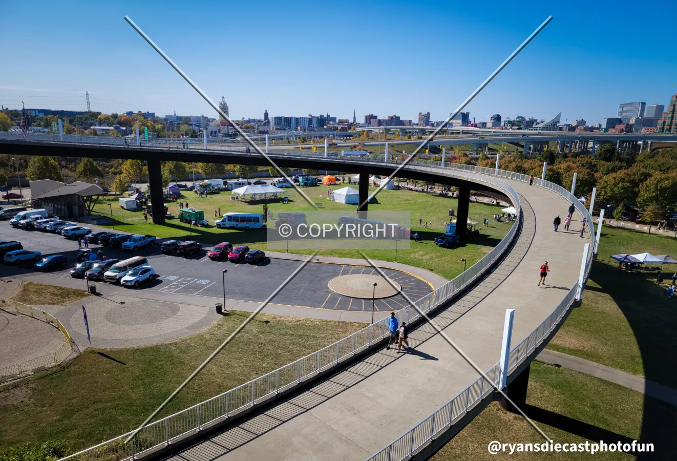Ramp on the south end from the east
