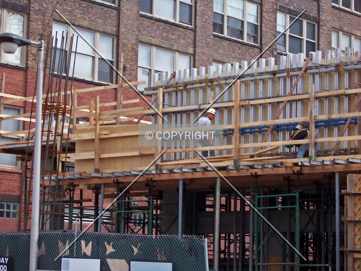 Concrete formwork on the northeast corner