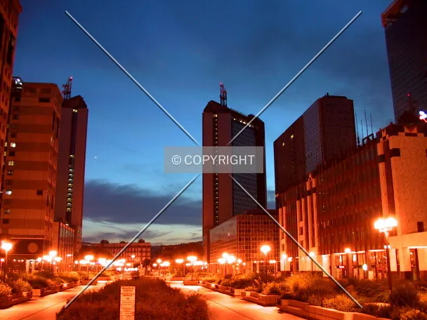 Highrise district at night