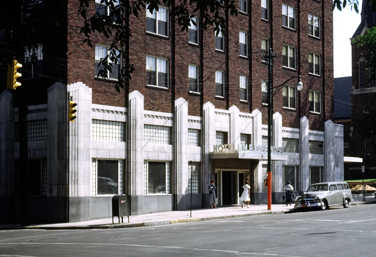 Vintage view from the north across Tryon Street toward the main entrance