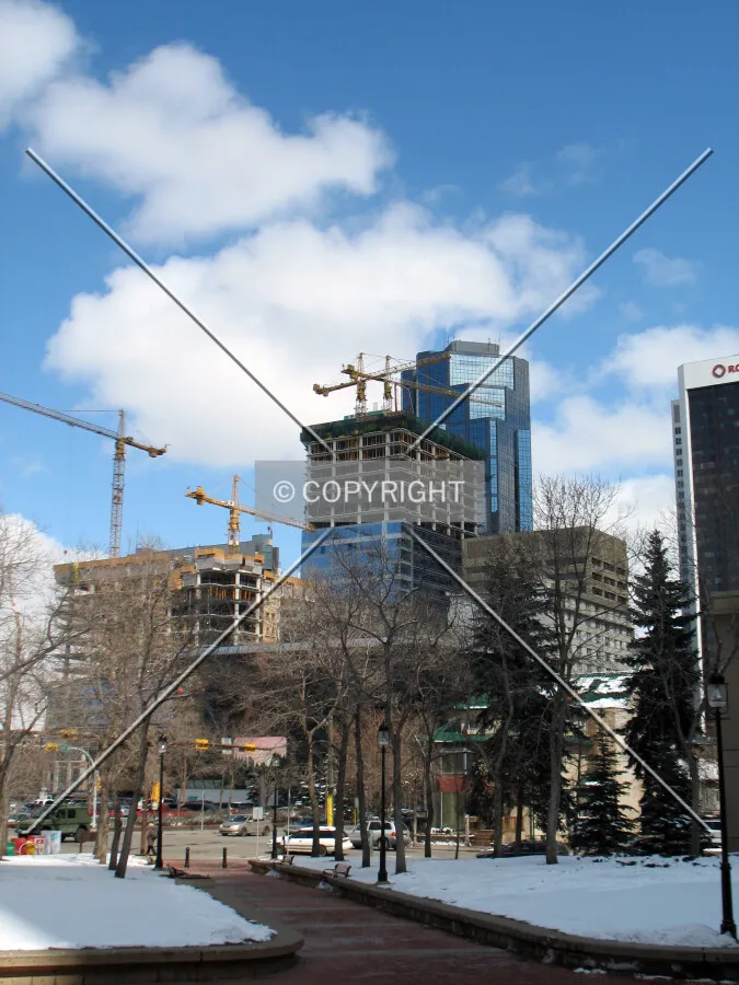 Frame construction seen from the plaza in front of McDougall Centre