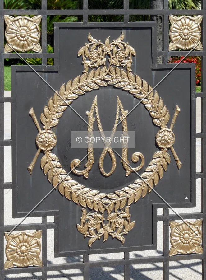 Detail of the portal of the gardens entrance on Promenade des Anglais